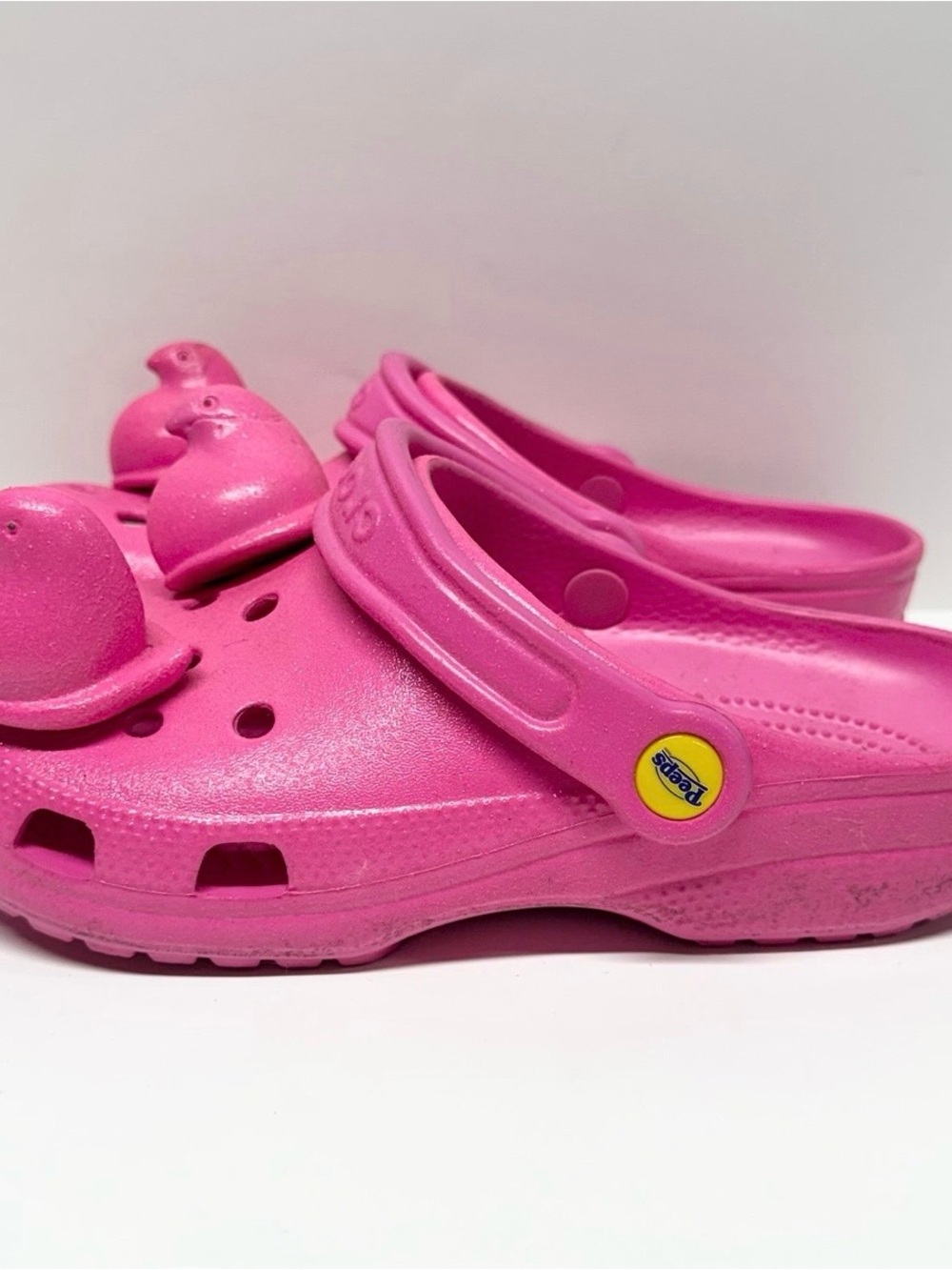 Pink Peeps Crocs Clogs Slip-On Shoes